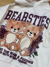 C2865 BEAR BASKILI KAPÜŞONLU KREM SWEAT