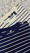 K2383 GOLD DÜĞME DETAYLI ÇİZGİLİ 1/3 KOL BLUZ