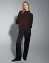 K3181 OP.US DİK YAKA ACI KAHVE YUMOŞ SWEAT