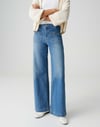 K3424 O.PS ÖNDEN CEPLİ MAVİ LİKRALI FLARE JEAN