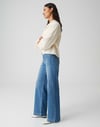K3424 O.PS ÖNDEN CEPLİ MAVİ LİKRALI FLARE JEAN