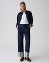 K3427 O.PS KATLI PAÇA DETAYLI LACİVERT JEAN
