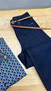 K3467 KONTRAST DİKİŞLİ KOYU LACİVERT BARREL JEAN