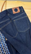 K3467 KONTRAST DİKİŞLİ KOYU LACİVERT BARREL JEAN