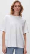 K3618 OVERSIZE BİSİKLET YAKA PAMUKLU T-SHIRT