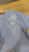 K3655 EL İŞİ DETAYLI ÇİZGİLİ MAVİ T-SHIRT