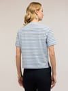 K3655 EL İŞİ DETAYLI ÇİZGİLİ MAVİ T-SHIRT
