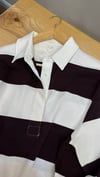 K3677 ARKT POLO YAKA KALIN ACI KAHVE ÇİZGİLİ UZUN KOL T-SHIRT