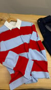 K3695 ARKT POLO YAKA KALIN KIRMIZI/MAVİ ÇİZGİLİ UZUN KOL T-SHIRT
