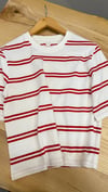 K3696 ARKT KIRMIZI ÇİZGİLİ EKRU T-SHIRT