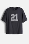 K3727 H.M RAKAM APLİKLİ ANTRASİT T-SHIRT