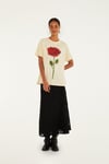 K3780 FARM.RİA GÜL BASKILI EKRU T-SHIRT