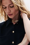K3788 C.ROL GOLD DÜĞMELİ KISA KOL LACİVERT GOFRE GÖMLEK