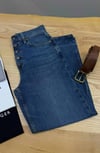 K3824 PRL ÖNDEN DÜĞMELİ MAVİ CROP JEAN