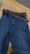 K3824 PRL ÖNDEN DÜĞMELİ MAVİ CROP JEAN