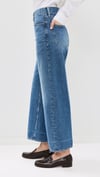 K3824 PRL ÖNDEN DÜĞMELİ MAVİ CROP JEAN