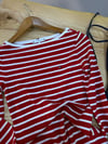 K3845 TM KIRMIZI/BEYAZ ÇİZGİLİ 1/3 KOL T-SHIRT