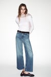 K3851 TAŞLAMALI MAVİ CROP JEAN