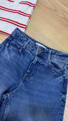 K3851 TAŞLAMALI MAVİ CROP JEAN