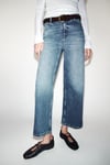 K3851 TAŞLAMALI MAVİ CROP JEAN