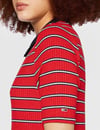 K3871 TJ YAKALI KIRMIZI ÇİZGİLİ T-SHIRT