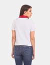 K3874 TJ FUŞYA YAKALI BEYAZ FİTİLLİ T-SHIRT