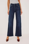 K3893 RA.ILS HİGH RİSE WİDE LEG LACİVERT JEAN