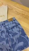 K3944 RA.ILS DESENLİ MAVİ DENİM ETEK