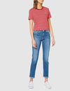 K3945 TM KIRMIZI/PEMBE ÇİZGİLİ T-SHIRT