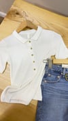 K3958 KEMİK DÜĞMELİ POLO YAKA EKRU TRİKO T-SHIRT