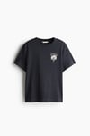 K4026 TROPİCAL NAKIŞLI ANTRASİT T-SHIRT