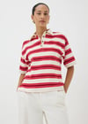 K4039 KEMİK DÜĞMELİ POLO YAKA ÇİZGİLİ T-SHIRT