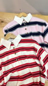 K4039 KEMİK DÜĞMELİ POLO YAKA ÇİZGİLİ T-SHIRT