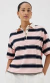 K4039 KEMİK DÜĞMELİ POLO YAKA ÇİZGİLİ T-SHIRT