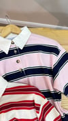 K4039 KEMİK DÜĞMELİ POLO YAKA ÇİZGİLİ T-SHIRT