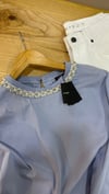 K4052 MA.JE YAKA DETAYLI MAVİ T-SHIRT