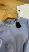 K4052 MA.JE YAKA DETAYLI MAVİ T-SHIRT