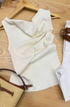 K4059 RE.IS DEGAJE YAKA KREM FİTİLLİ BLUZ