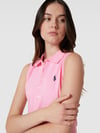 K4146 5 DÜĞMELİ POLO YAKA SLİM FİT KOLSUZ PEMBE T-SHIRT