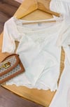 K4191 H.M DANTEL YAKA KREM T-SHIRT