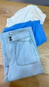 K4195 KYCH BUZ MAVİSİ GENİŞ PAÇA DENİM PANTOLON