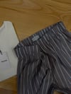 K4279 BELİ LASTİKLİ ÇİZGİLİ KAHVERENGİ POPLİN PANTOLON