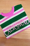 K4286 CALIFORNIA BASKILI RENKLİ ŞERİTLİ T-SHIRT