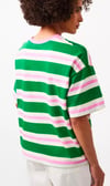 K4286 CALIFORNIA BASKILI RENKLİ ŞERİTLİ T-SHIRT