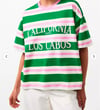 K4286 CALIFORNIA BASKILI RENKLİ ŞERİTLİ T-SHIRT