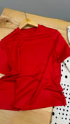 K4328 KIRMIZI SATEN DOKUMA T-SHIRT