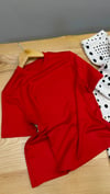K4328 KIRMIZI SATEN DOKUMA T-SHIRT
