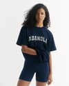 K4387 BİSİKLET YAKA YAZI NAKIŞLI T-SHIRT