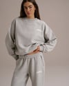 K4395 BİSİKLET YAKA ÖN/ARKA NAKIŞLI GRİ SWEAT