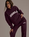 K4411 KAPÜŞONLU OVERSIZE KREM BASKILI VİŞNE SWEAT